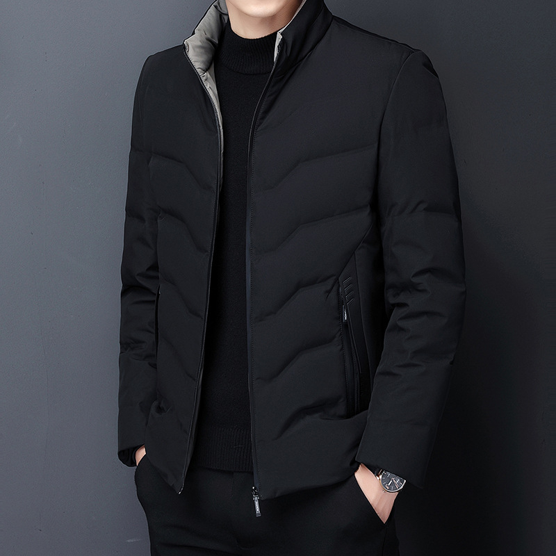 Muška down jakna sa stojećim ovratnikom, punjenje od bijelog gusjeg Downa 95 g, napuh 650, vanjski i podstava 100% poliester, debela toplina