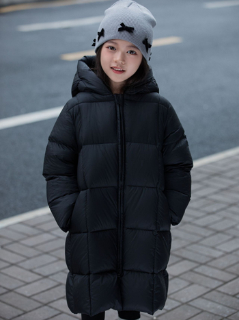 Bērnu pūkainā jaka, korejiskais stils, kapucī, pildīta ar pīļu pūku, vecums 3–8 gadi