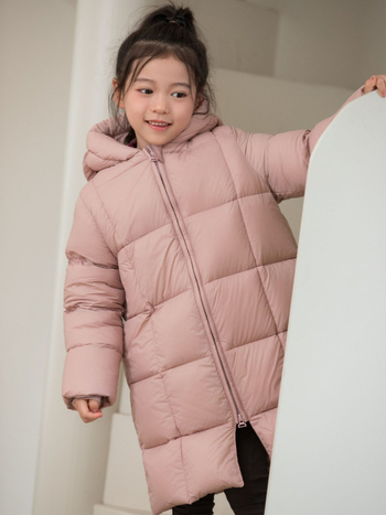 Bērnu pūkainā jaka, korejiskais stils, kapucī, pildīta ar pīļu pūku, vecums 3–8 gadi