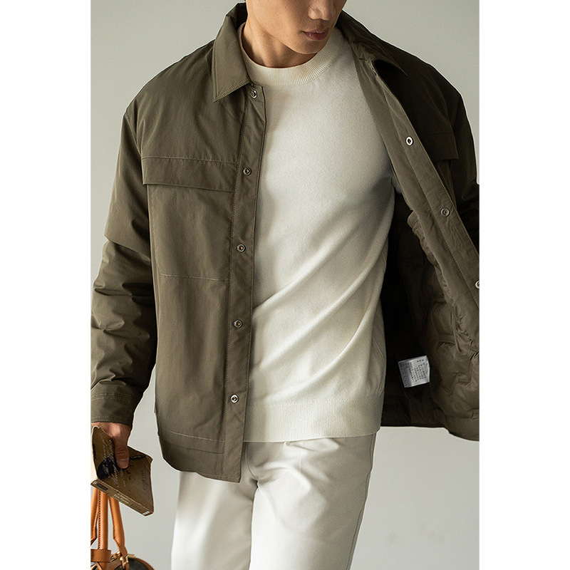 Μπουφάν από πούπουλο πάπιας, αντιανεμικό και ζεστό, γέμισμα πούπουλα πάπιας 90%, κοντό μήκος, γιακά τύπου πέτο