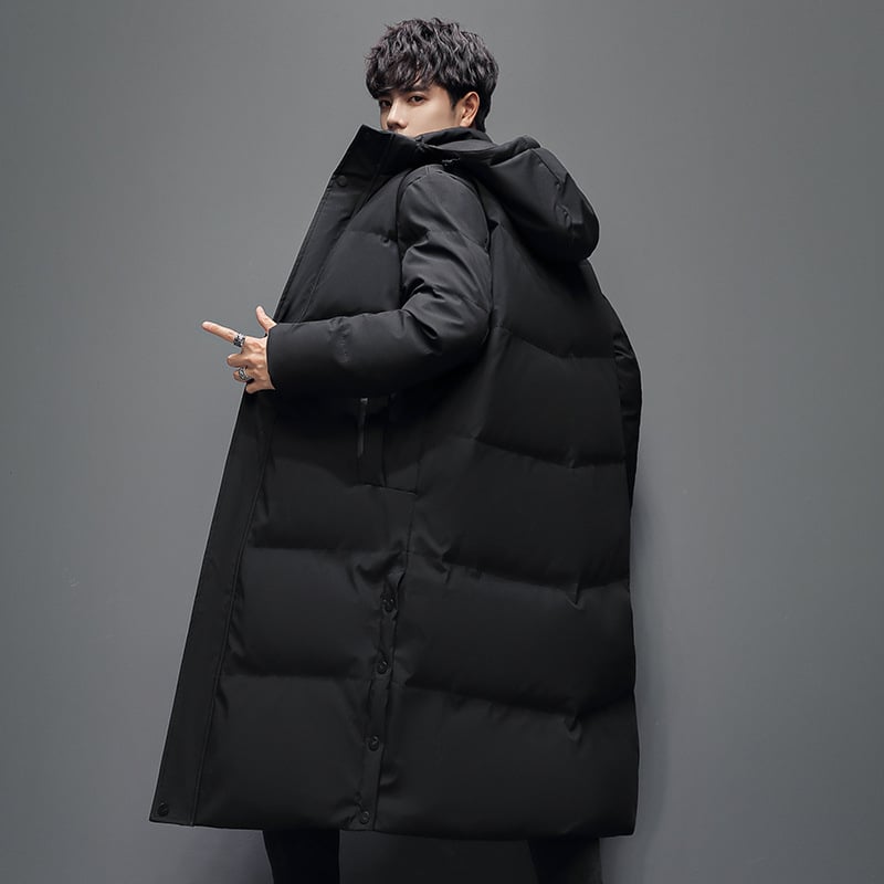 Uniszex hosszú tollkabát kapucni nélkül, egyszínű, töltet fehér kacsa tollpelyhekkel, 91-95% kasmírral, cipzáros zárás, téli viselet (-20°C-tól -5°C-ig)