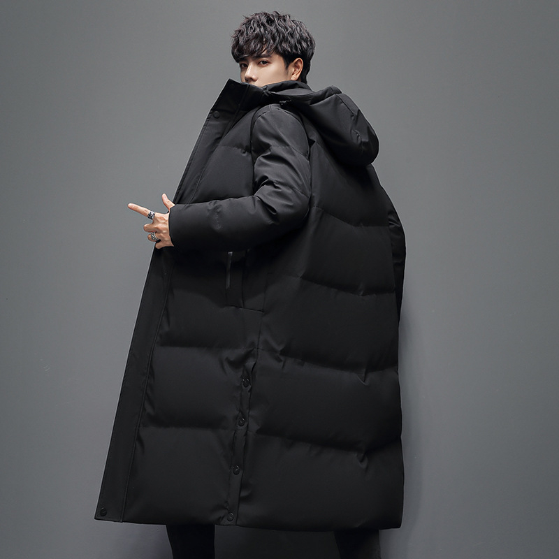 Uniszex hosszú tollkabát kapucni nélkül, egyszínű, töltet fehér kacsa tollpelyhekkel, 91-95% kasmírral, cipzáros zárás, téli viselet (-20°C-tól -5°C-ig)