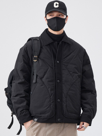 Jachetă bărbătească cu glugă din puf de rață alb, pentru iarnă 2025 — conținut puf 86–90%, umplere 550, rezistent la vânt, anti-murdărie, ușoară