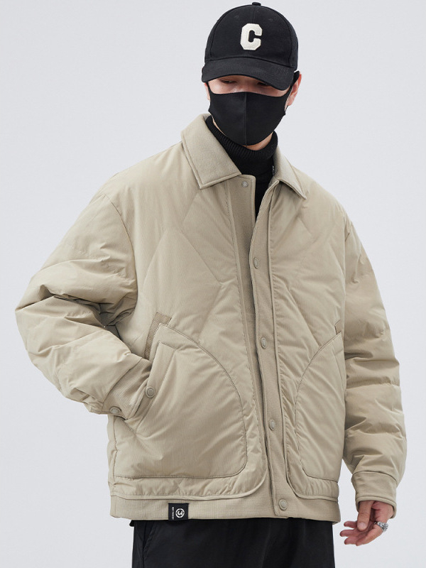 Jachetă bărbătească cu glugă din puf de rață alb, pentru iarnă 2025 — conținut puf 86–90%, umplere 550, rezistent la vânt, anti-murdărie, ușoară