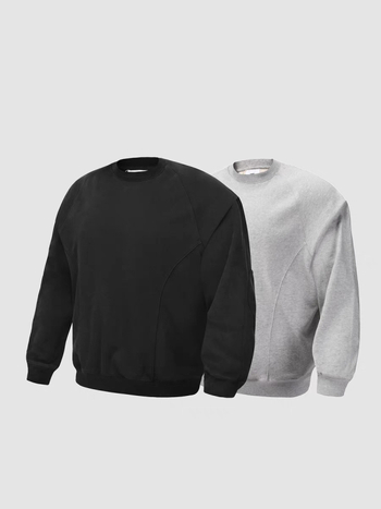 FBUF debeli pamukasti sweatshirt s boxy krojem, stojeći ovratnik, dugi rukav, patch detalji, 96%+ pamuk, tkanina 500G, za proljeće i jesen
