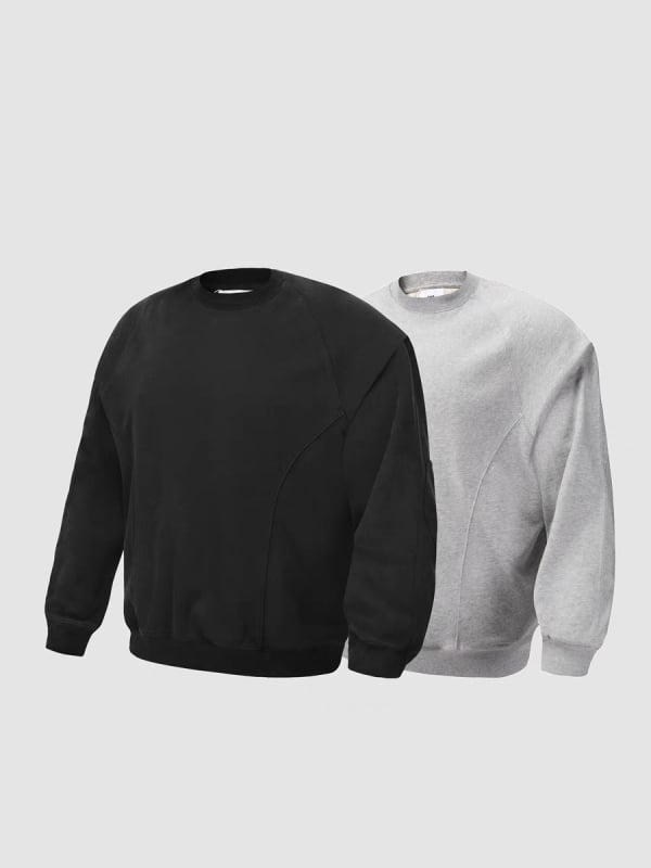 FBUF debeli pamukasti sweatshirt s boxy krojem, stojeći ovratnik, dugi rukav, patch detalji, 96%+ pamuk, tkanina 500G, za proljeće i jesen
