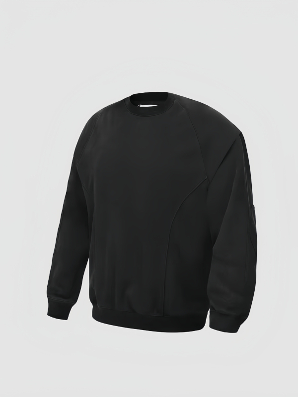 FBUF debeli pamukasti sweatshirt s boxy krojem, stojeći ovratnik, dugi rukav, patch detalji, 96%+ pamuk, tkanina 500G, za proljeće i jesen
