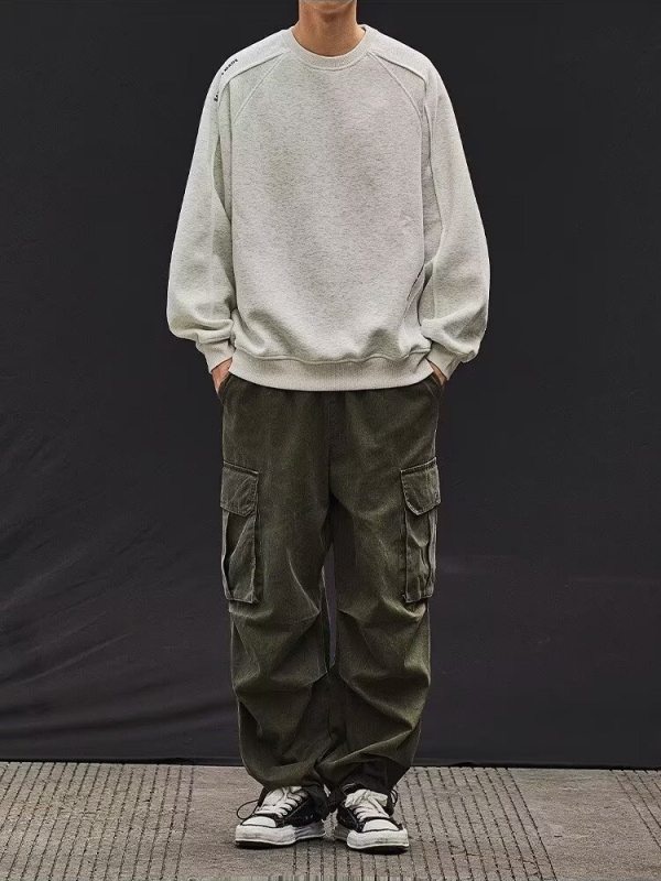 Pulover lejer cu mâneci lungi, guler rotund, fără guler; topstitching; material poliester Huamian composite; model litere