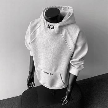 Hanorac cu glugă pentru toamnă 2025, croială lejeră, mâneci lungi, guler rotund, buzunare laterale