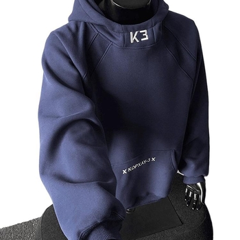 Hanorac cu glugă pentru toamnă 2025, croială lejeră, mâneci lungi, guler rotund, buzunare laterale