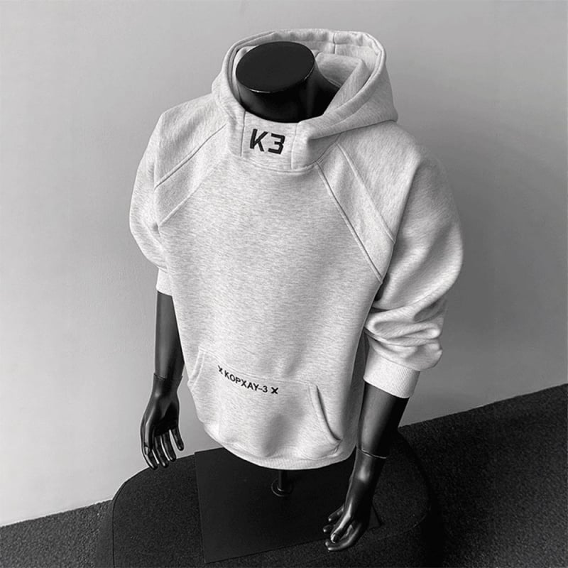 Hanorac cu glugă pentru toamnă 2025, croială lejeră, mâneci lungi, guler rotund, buzunare laterale