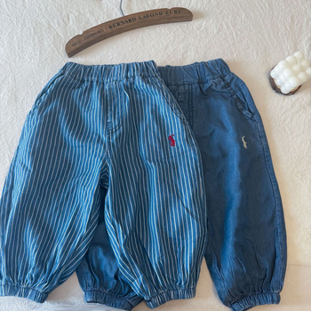 Pantaloni pentru copii cu dungi, 95% bumbac, pentru vârsta 3–8 ani, vară, talie medie