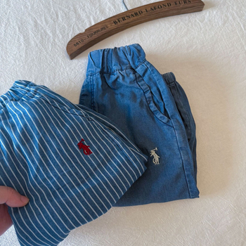 Pantaloni pentru copii cu dungi, 95% bumbac, pentru vârsta 3–8 ani, vară, talie medie