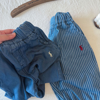 Pantaloni pentru copii cu dungi, 95% bumbac, pentru vârsta 3–8 ani, vară, talie medie