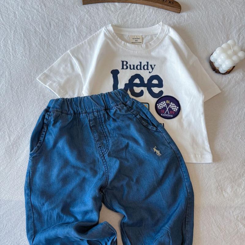 Pantaloni pentru copii cu dungi, 95% bumbac, pentru vârsta 3–8 ani, vară, talie medie