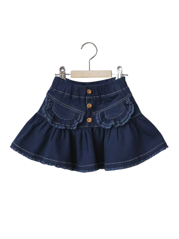 Meitenēm džinsu svārki ar mežģīņu apdari, Korejas stila, A līnija, galvenais audums: kokvilna 91–95%, iekšējā odere: kokvilna 91–99%, rudens 2025