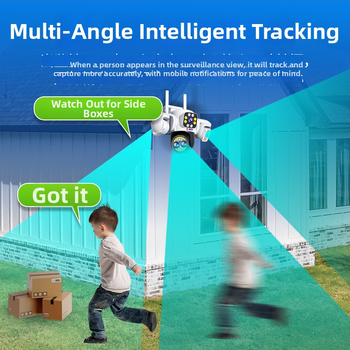 Ārējā bezvadu novērošanas kamera ar 360° nakts redzi, 4G savienojamību, sfēriska kamera, minimālais apgaismojums 0.001 lx, darbības temperatūra -30°C līdz 65°C, barošana 12V