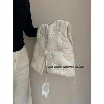 Bērnu pūka veste bez piedurknēm rudens sezonai, vecums 3-8 gadi, pildījums no zoss pūkām 86-90%, poliesteris audums