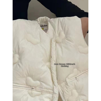 Bērnu pūka veste bez piedurknēm rudens sezonai, vecums 3-8 gadi, pildījums no zoss pūkām 86-90%, poliesteris audums