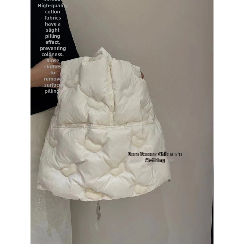 Bērnu pūka veste bez piedurknēm rudens sezonai, vecums 3-8 gadi, pildījums no zoss pūkām 86-90%, poliesteris audums