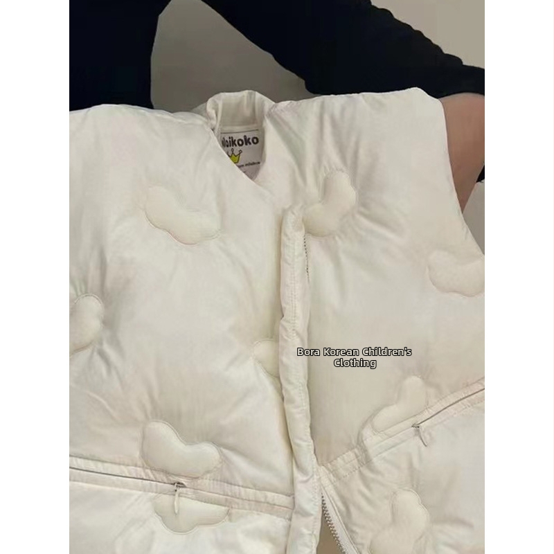 Bērnu pūka veste bez piedurknēm rudens sezonai, vecums 3-8 gadi, pildījums no zoss pūkām 86-90%, poliesteris audums