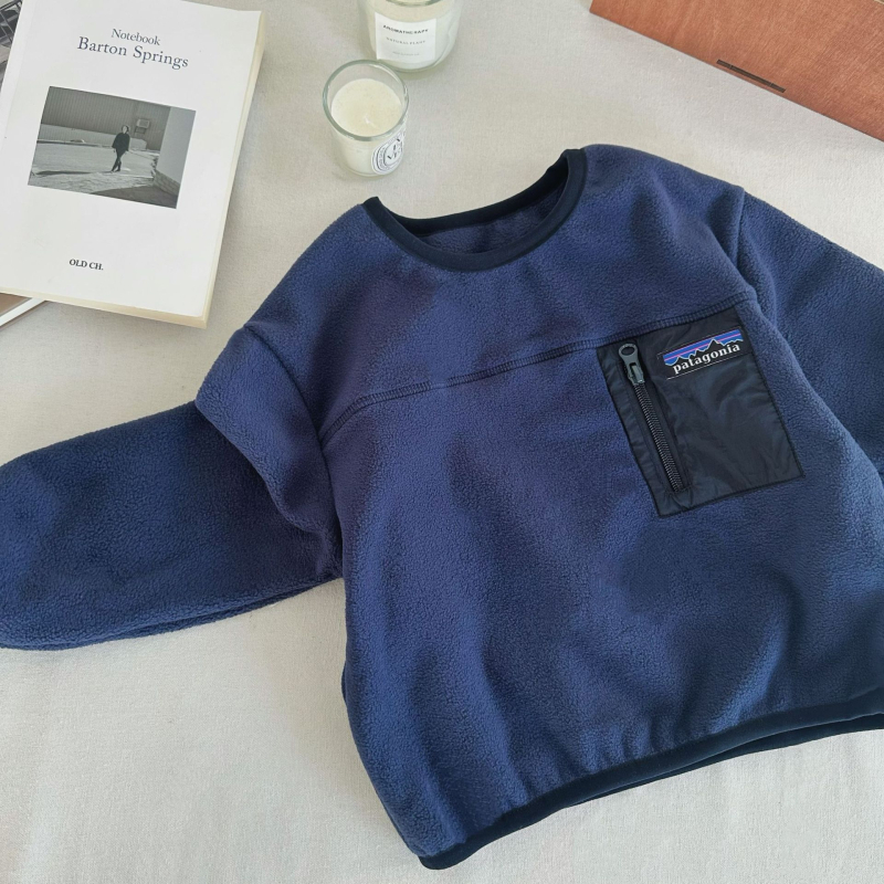 Hanorac-pulover pentru copii, stil japonez casual fleece, iarna 2025, material fleece catifelat coreean, căptușeală poliester, unisex, pentru copii 3–8 ani