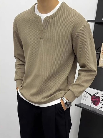 Férfi polár pulóver cipzárral, kerek nyakú, laza szabású, oldalsó zsebek, poliészter 96%+