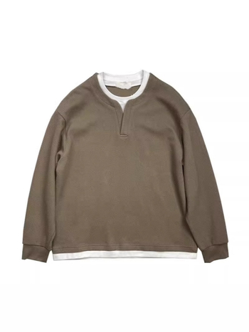 Férfi polár pulóver cipzárral, kerek nyakú, laza szabású, oldalsó zsebek, poliészter 96%+