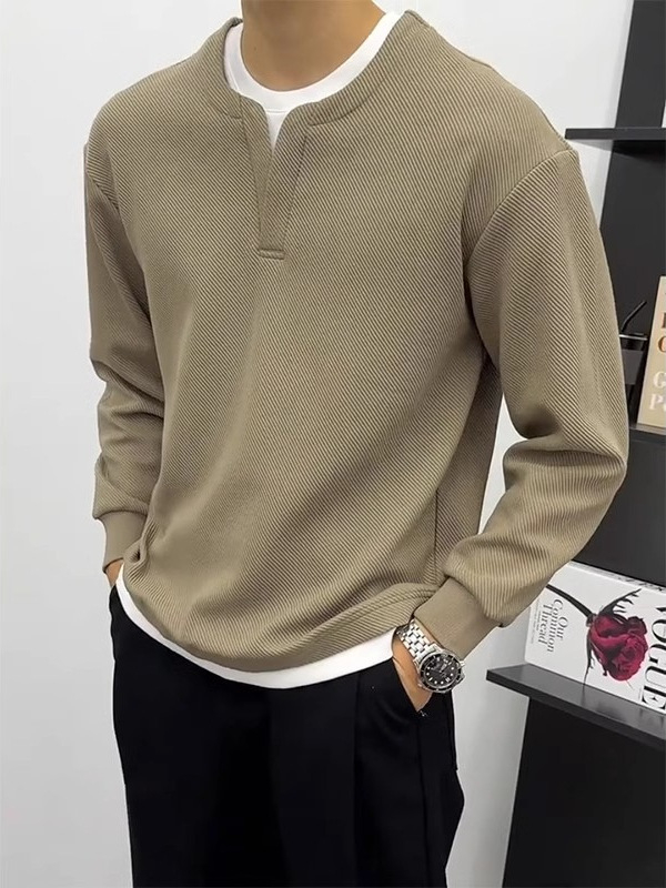 Férfi polár pulóver cipzárral, kerek nyakú, laza szabású, oldalsó zsebek, poliészter 96%+