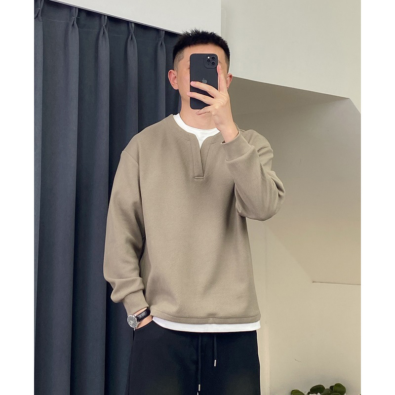 Férfi polár pulóver cipzárral, kerek nyakú, laza szabású, oldalsó zsebek, poliészter 96%+