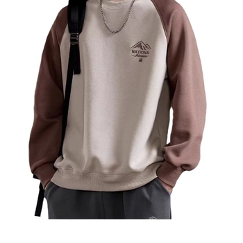 Muški hoodie s tiskom, kapuljačom, okrugli izrez, slobodan kroj, korejski stil, hongkonški gradski stil, proljeće-jesen, 96% poliester-pamučna smjesa
