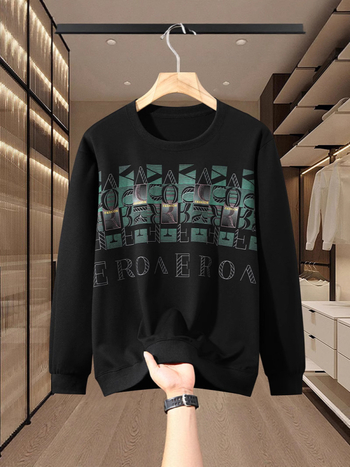 Oversized пуловер суитшърт за мъже, дълги ръкави, младежки стил, свободна кройка, основна материя: вискоза, състав 51-70%