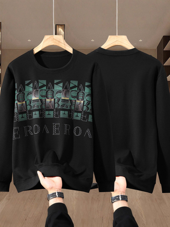 Oversized пуловер суитшърт за мъже, дълги ръкави, младежки стил, свободна кройка, основна материя: вискоза, състав 51-70%