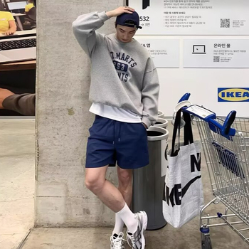 Muški pulover s okruglim izrezom, slobodan kroj, otisak s slovima, poliester 95%