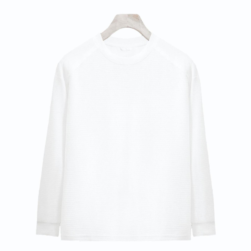 Muški jednobojni dugi rukav T‑shirt s okruglim izrezom, jesenski casual komad s blagim dojmom luksuza