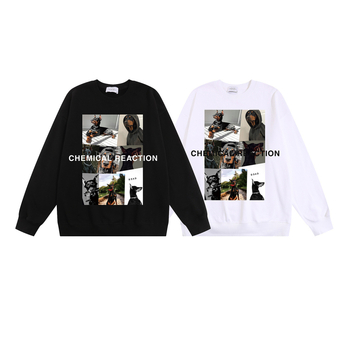 Dobermann mintás pulóver, kerek nyakú, hosszú ujjú, laza szabás, 96% pamut