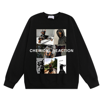 Dobermann mintás pulóver, kerek nyakú, hosszú ujjú, laza szabás, 96% pamut