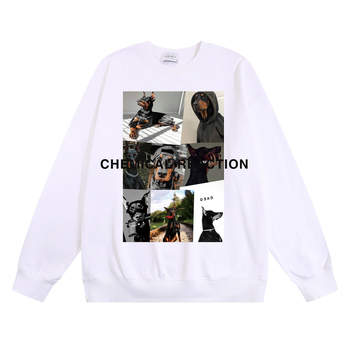 Dobermann mintás pulóver, kerek nyakú, hosszú ujjú, laza szabás, 96% pamut