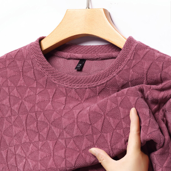 Korejskog stila pulover s okruglim izrezom, dugi rukavi, džakard pleteni materijal, poliester 95%, ravni kroj