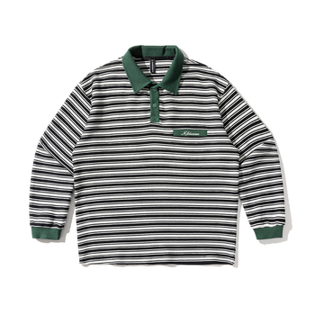 Fleece pulóver galléros, csíkos minta, fleece béléssel, lazán szabott