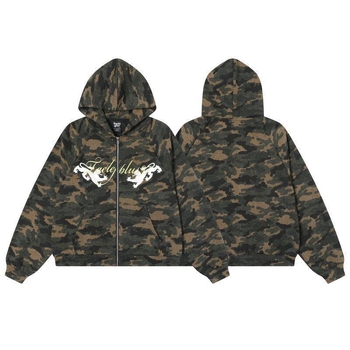 Ανδρικό φούτερ με κουκούλα – Καμουφλάζ ρετρό σχέδιο, ελαφρύ μείγμα πολυεστέρα (96%+), Άνοιξη 2025