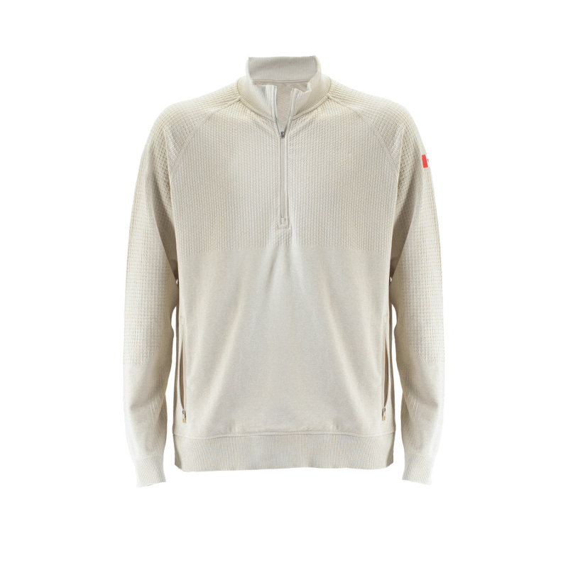 Alapréteg edzéshez fél-zip felső, álló gallér, laza szabás, hosszú ujjú, oldalsó cipzáras zsebek