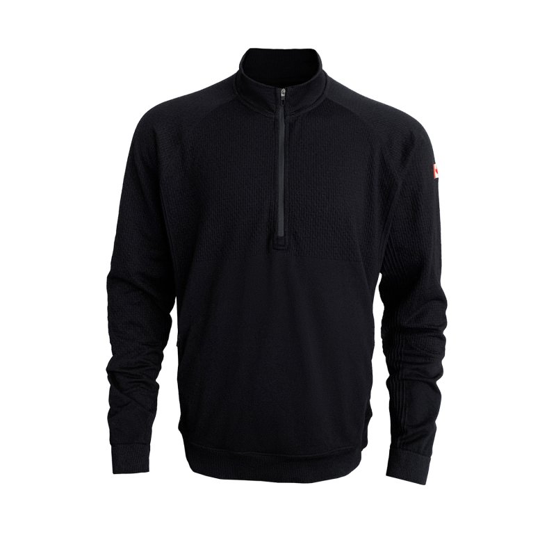 Alapréteg edzéshez fél-zip felső, álló gallér, laza szabás, hosszú ujjú, oldalsó cipzáras zsebek