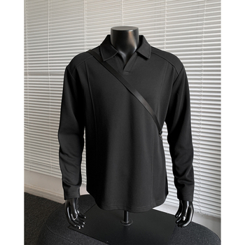 Muška dukserica s ovratnikom tipa lapel, dugi rukav, pulover stil, jesen 2025