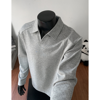 Muška dukserica s ovratnikom tipa lapel, dugi rukav, pulover stil, jesen 2025