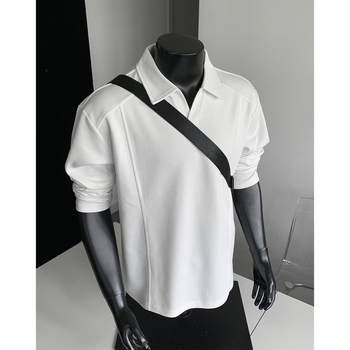 Muška dukserica s ovratnikom tipa lapel, dugi rukav, pulover stil, jesen 2025