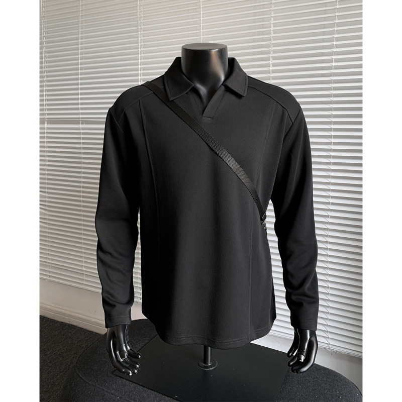 Muška dukserica s ovratnikom tipa lapel, dugi rukav, pulover stil, jesen 2025