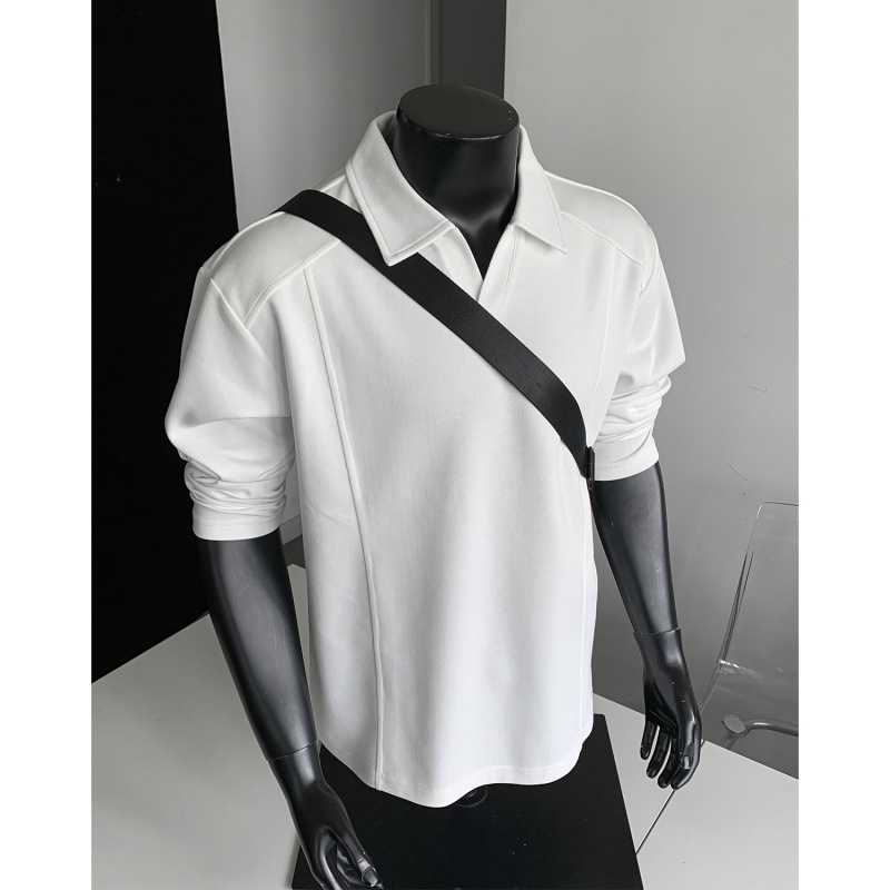 Muška dukserica s ovratnikom tipa lapel, dugi rukav, pulover stil, jesen 2025