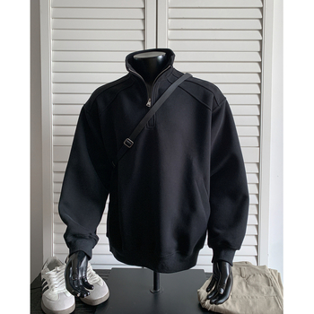 Džemper od fleesa s pamučnom smešom, laza kroja, poluzip s stojećim ovratnikom, 250–300 g, 3D džepovi