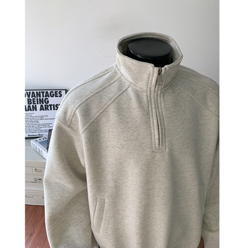 Džemper od fleesa s pamučnom smešom, laza kroja, poluzip s stojećim ovratnikom, 250–300 g, 3D džepovi